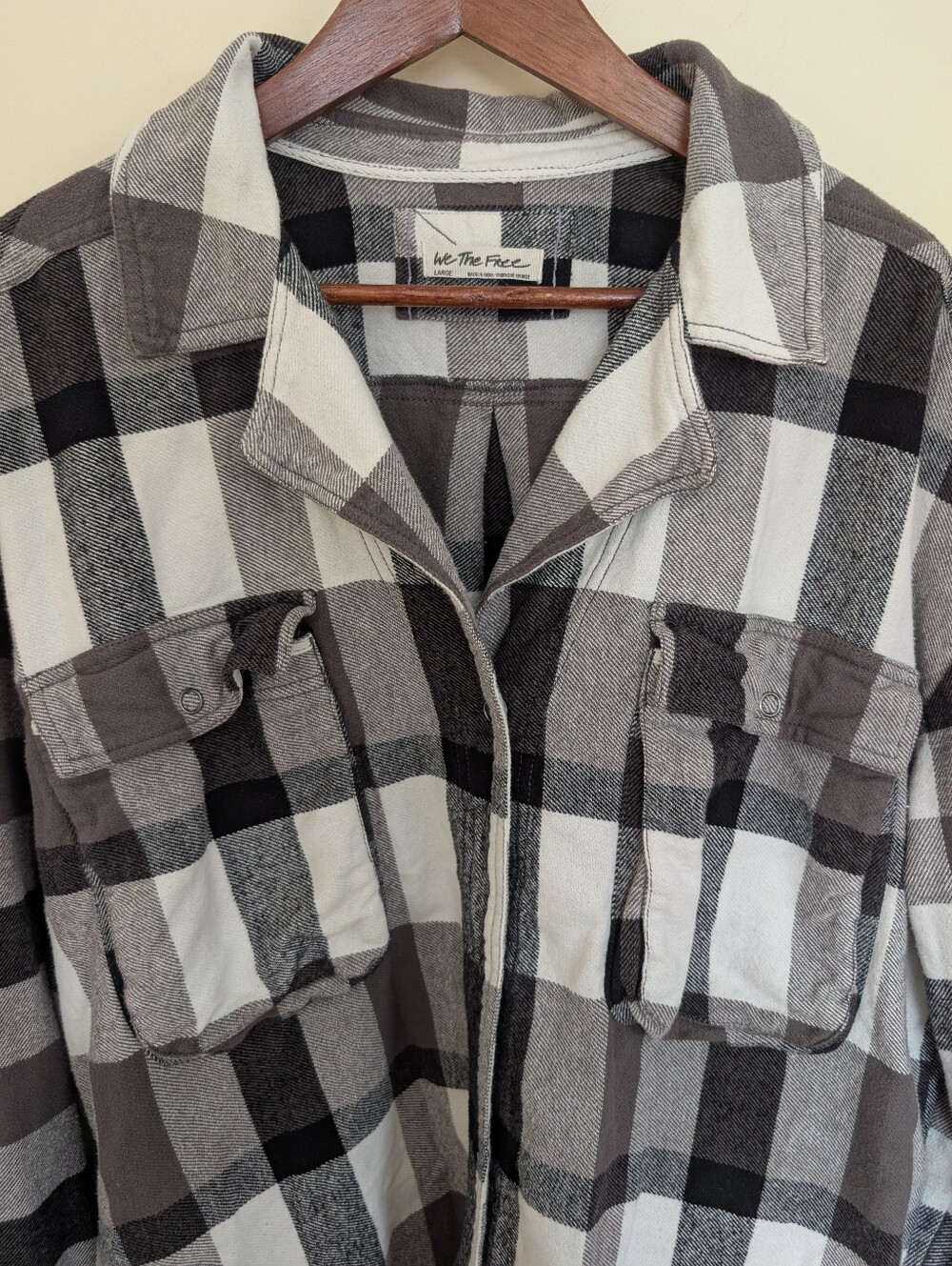 Free People We The Free Izzie Cargo Shirt Jacket Large Black White - Picture 5 of 12